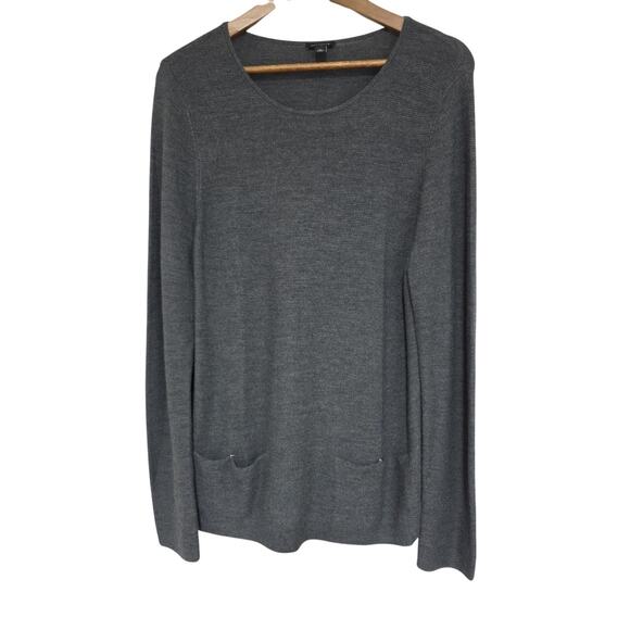 Ann Taylor Sweaters - Ann Taylor Gray Womens Wool Blend Sweater with Pockets Lagenlook Artsy Size XL